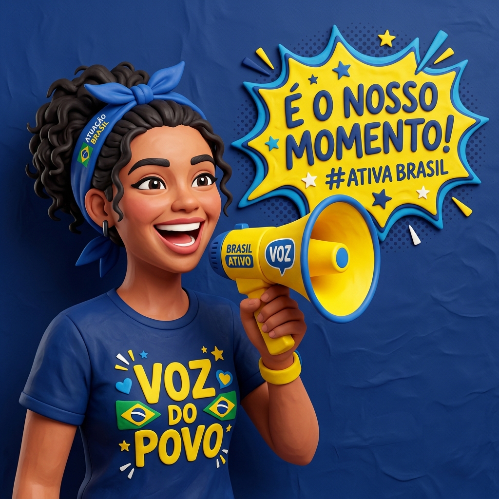 Jovem falando no megafone